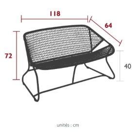 Banquette de jardin Sixties 118 x 64 cm / 2 places - FERMOB