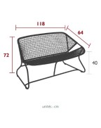 Banquette de jardin Sixties 118 x 64 cm / 2 places - FERMOB